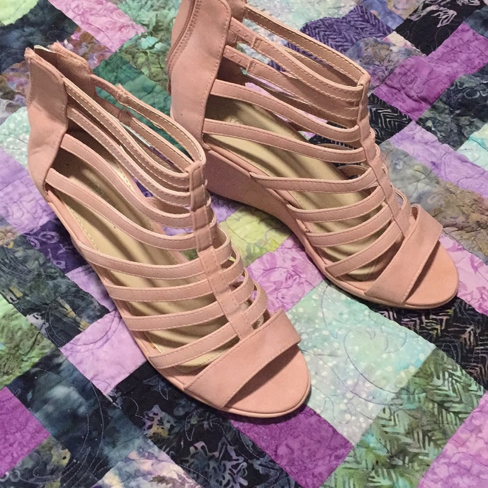 Pink heeled sandals bridesmaid vegan